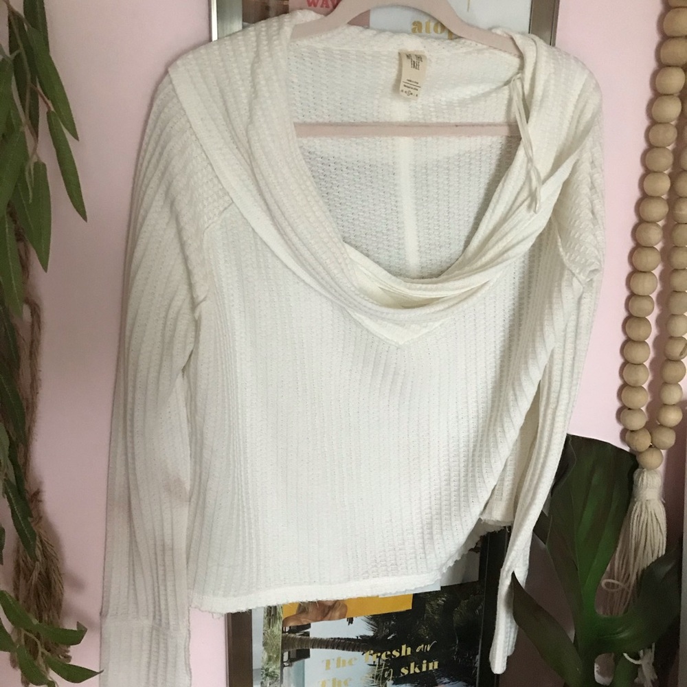 white free people off the shoulder top/sweater